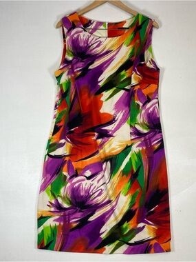TIANA B. DRESS FLORAL ROUND NECK STRETCH Colorful Floral Sleeveless M